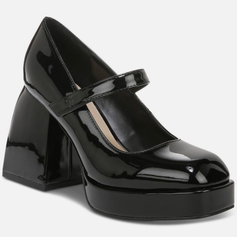 Bar III Nexie Black Patent Mary Jane Platform Pumps Size 9 NWB